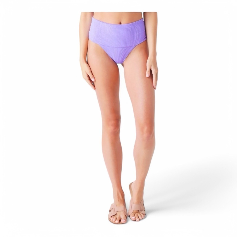 L*Space Pointelle Rib Desi Bikini Bottom in Amethyst NWT